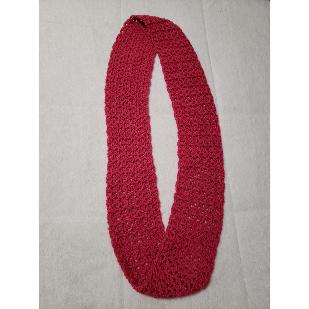 Fuchsia crocheted infinity scarf